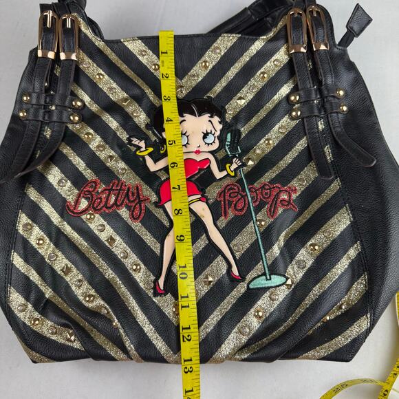 Betty Boop handbag black and gold striped design Vintage Y2K - Picture 8 of 9